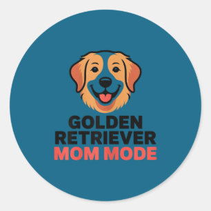 Adesivo Redondo Modo de mãe do golden retriever humor amante de cã