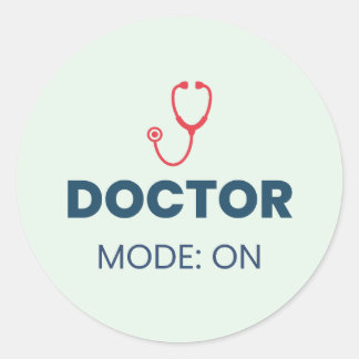 Adesivo Redondo Modo de Médico Ativado Design Médico Divertido