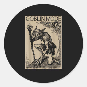 Adesivo Redondo Modo Duende Goblincore Estética Vintage Engraçado 