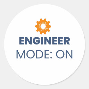 Adesivo Redondo Modo Engenheiro Ativado Design de Engenharia Diver