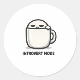 Adesivo Redondo Modo Introvertido Ativado - Personagem Cansado e F
