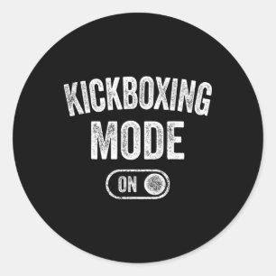 Adesivo Redondo Modo Kickboxing Ativado Presente Divertido de Kick