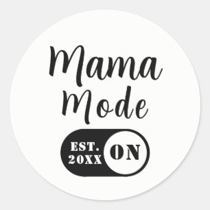 Adesivo Redondo Modo Mamãe LIGADO, Decalque de Mãe Personalizado A