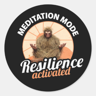 Adesivo Redondo Modo Meditação: Resiliência Ativada do Pé-Grande