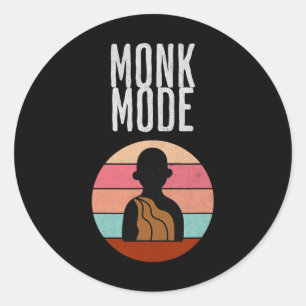 Adesivo Redondo Modo Monge, Zen E Yoga, Meditação, budista, Retrô
