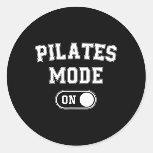 Adesivo Redondo Modo Pilates Ativado Presente Engraçado para Instr