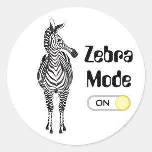 Adesivo Redondo Modo zebra ligado, cores personalizáveis e fontes/