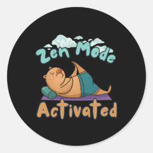 Adesivo Redondo Modo Zen Ativado Capyra Fitness Bem-Estar Yoga Re