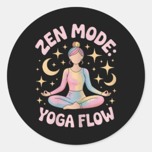 Adesivo Redondo Modo Zen Fluxo de Yoga Meditação Colorido Outfit R