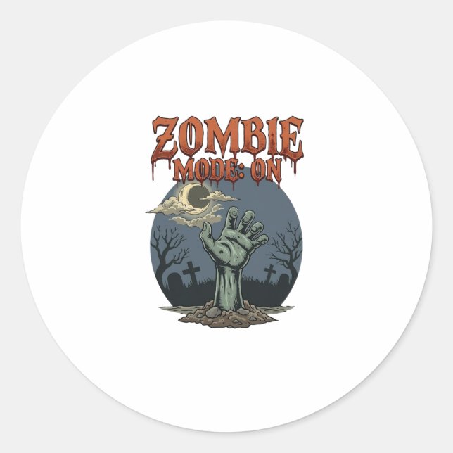 Adesivo Redondo Modo Zumbi Halloween Mão Lua Cemitério_1 (Frente)