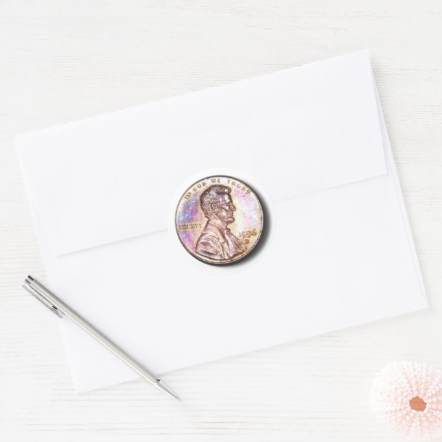 Adesivo Redondo Moeda Americana Penny (Envelope)