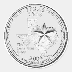 Adesivo Redondo Moeda Comemorativa do Estado do Texas