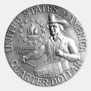 Adesivo Redondo Moeda de um quarto de Bicentenial