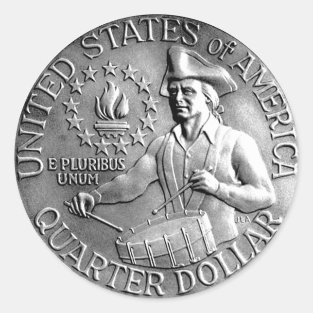 Adesivo Redondo Moeda do Quater Bicentenário (Frente)