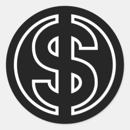 Adesivo Redondo Moeda do símbolo Dólar em círculo preto