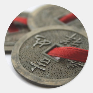 Adesivo Redondo Moedas chinesas da boa sorte