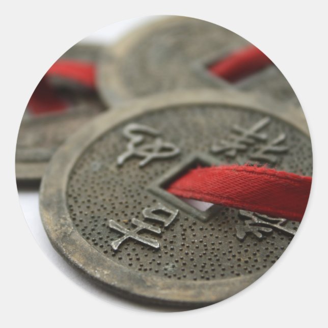 Adesivo Redondo Moedas de Boa Sorte Chinesas (Frente)