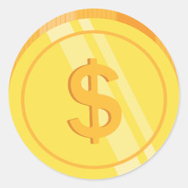 Adesivo Redondo Moedas de Dólar Dourado