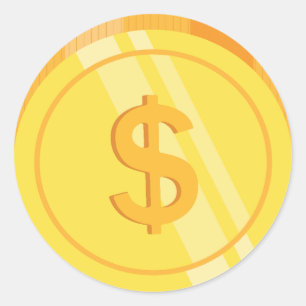 Adesivo Redondo Moedas de Dólar Dourado