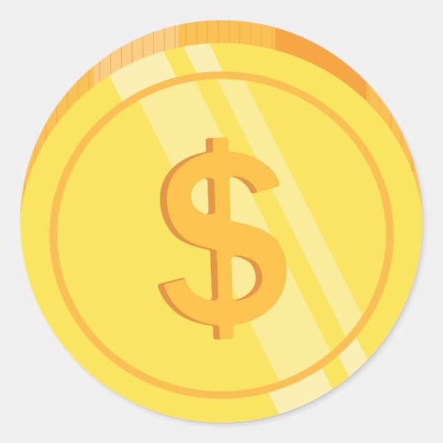 Adesivo Redondo Moedas de Dólar Dourado (Frente)