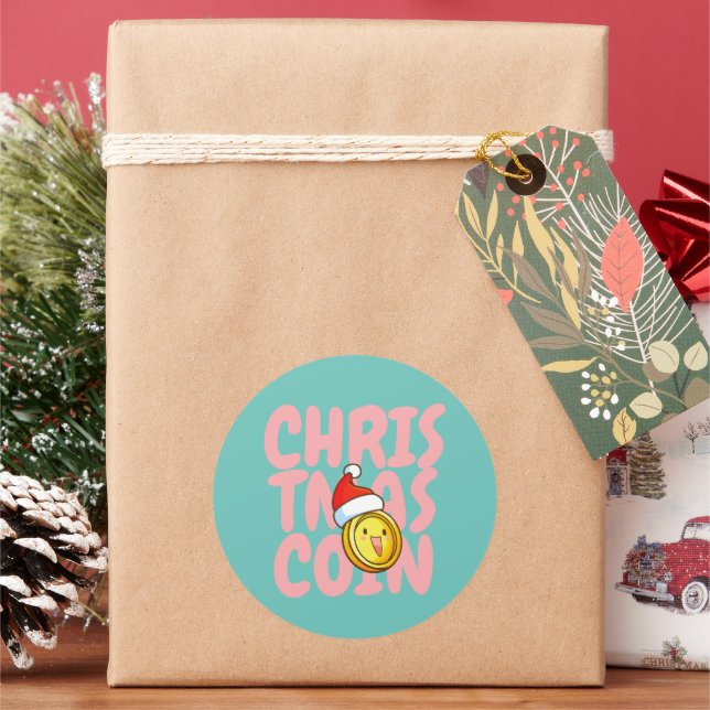Adesivo Redondo Moedas de Natal Personalizáveis (Feriado)