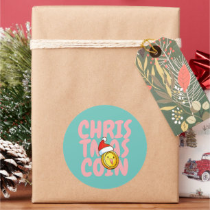 Adesivo Redondo Moedas de Natal Personalizáveis