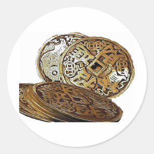 ADESIVO REDONDO MOEDAS DE RIQUEZA FENG SHUI