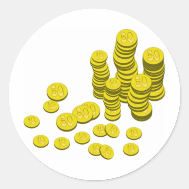 Adesivo Redondo Moedas Douradas (Frente)