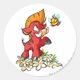 Adesivo Redondo Moehog vermelho e zumbido