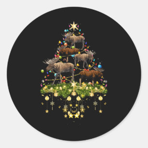 Adesivo Redondo Mogas da árvore de Natal Luzes de Natal Mose Xmas