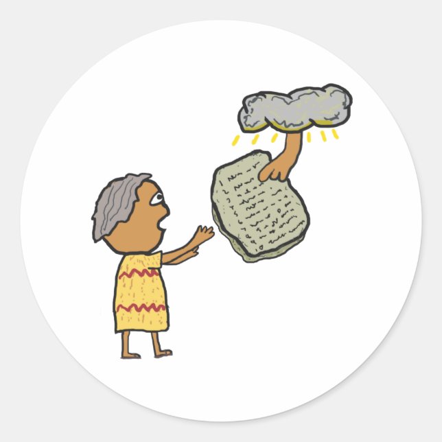 Adesivo Redondo Moisés e os Dez Mandamentos (Frente)