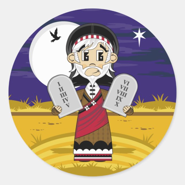 Adesivo Redondo Moisés & Ten Commanders Sticker (Frente)