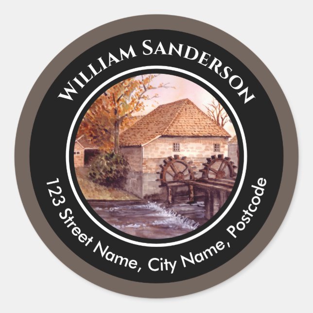 Adesivo Redondo Mola d'água pintada por Farida Greenfield (Frente)