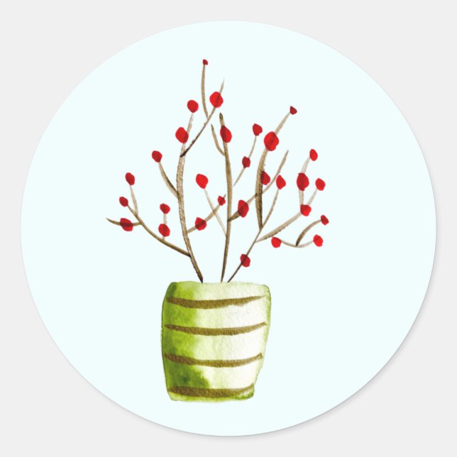Adesivo Redondo Mola d'água Red Berries Natal (Frente)