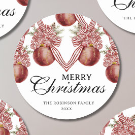 Adesivo Redondo Mola Vermelha Vermelha com Cores de Água de Natal