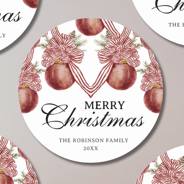 Adesivo Redondo Mola Vermelha Vermelha com Cores de Água de Natal  (Criador carregado)