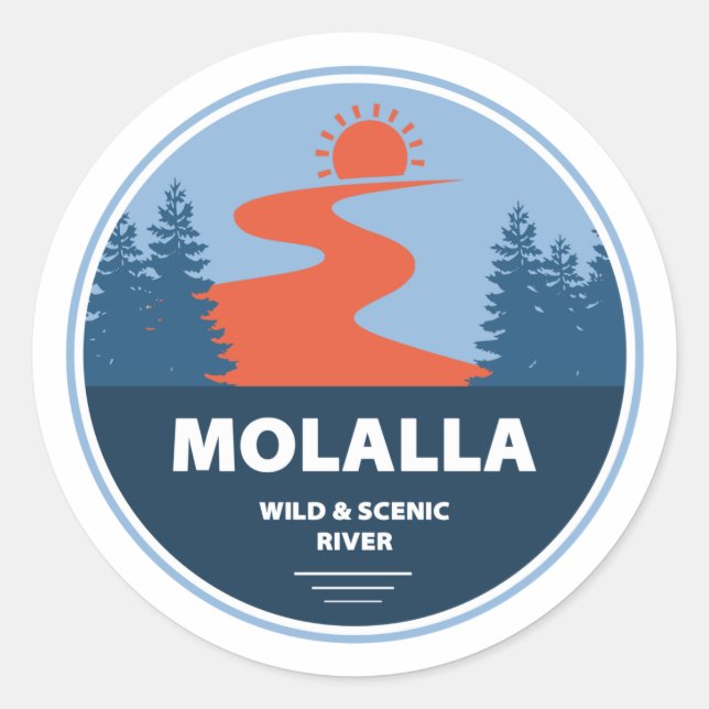 Adesivo Redondo Molalla Wild E Scenic River (Frente)