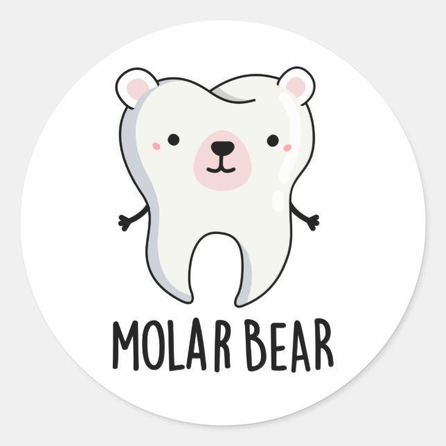 Adesivo Redondo Molar Bear Engraçado Tooth (Frente)