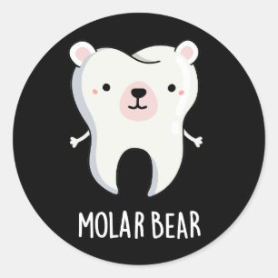 Adesivo Redondo Molar Bear Engraçado Tooth Escuro BG