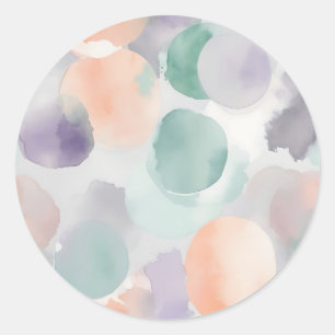 Adesivo Redondo Molas de Aquarela de Pastel Suave
