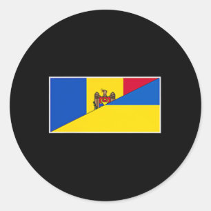 Adesivo Redondo Moldávia Bandeira da Ucrânia Moldavo Orgulho Ucran