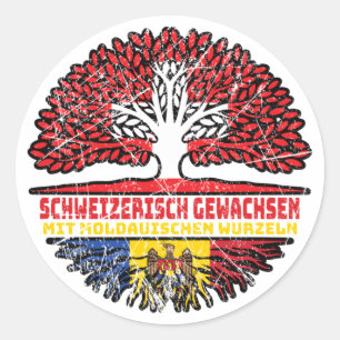 Adesivo Redondo Moldávia - Moldávia Schweizer Schweiz Baum Wurzel