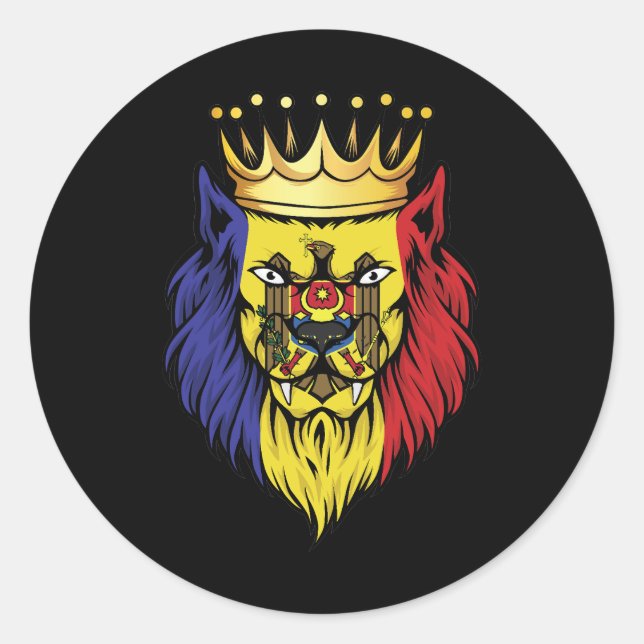Adesivo Redondo Moldova Lion King Flag (Frente)