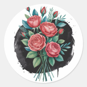 Adesivo Redondo Moldura de casamento rosa gótica
