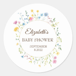 Adesivo Redondo Moldura de Prados de Flores Selvagem