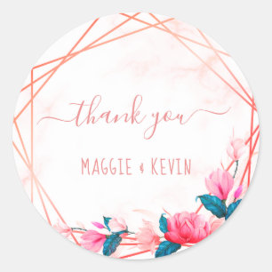 Adesivo Redondo Moldura Geométrica Elegante Verde Rosa Dourado Clá