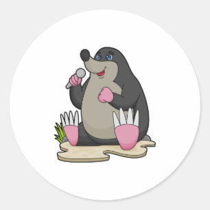 Adesivo Redondo Mole as Singer com Microfone