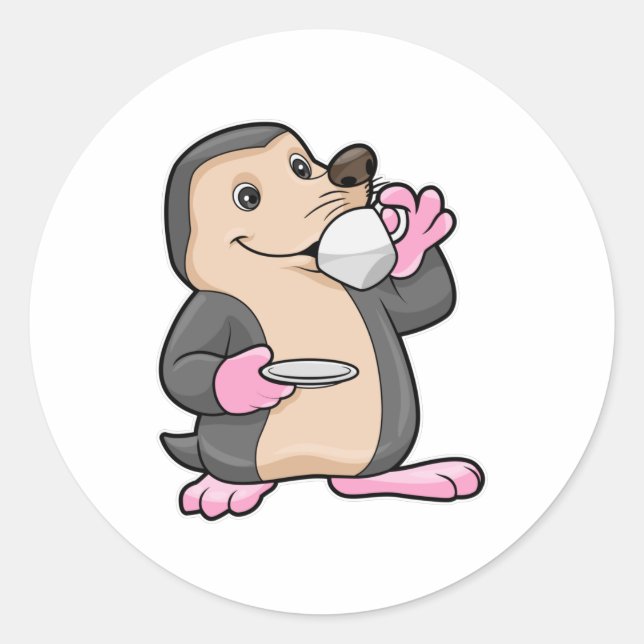 Adesivo Redondo Mole com Taça de Café e Saucer (Frente)