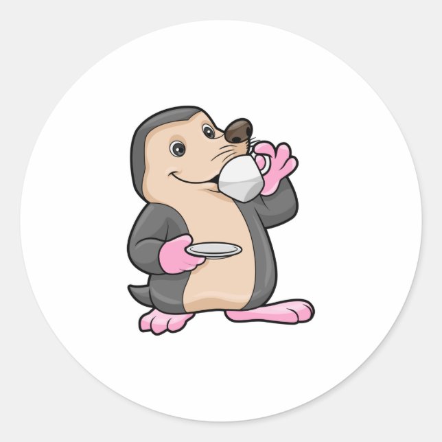 Adesivo Redondo Mole com Taça de Café e Saucer (Frente)