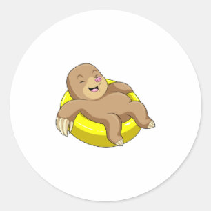 Adesivo Redondo Mole Nadando com Lifebuoy